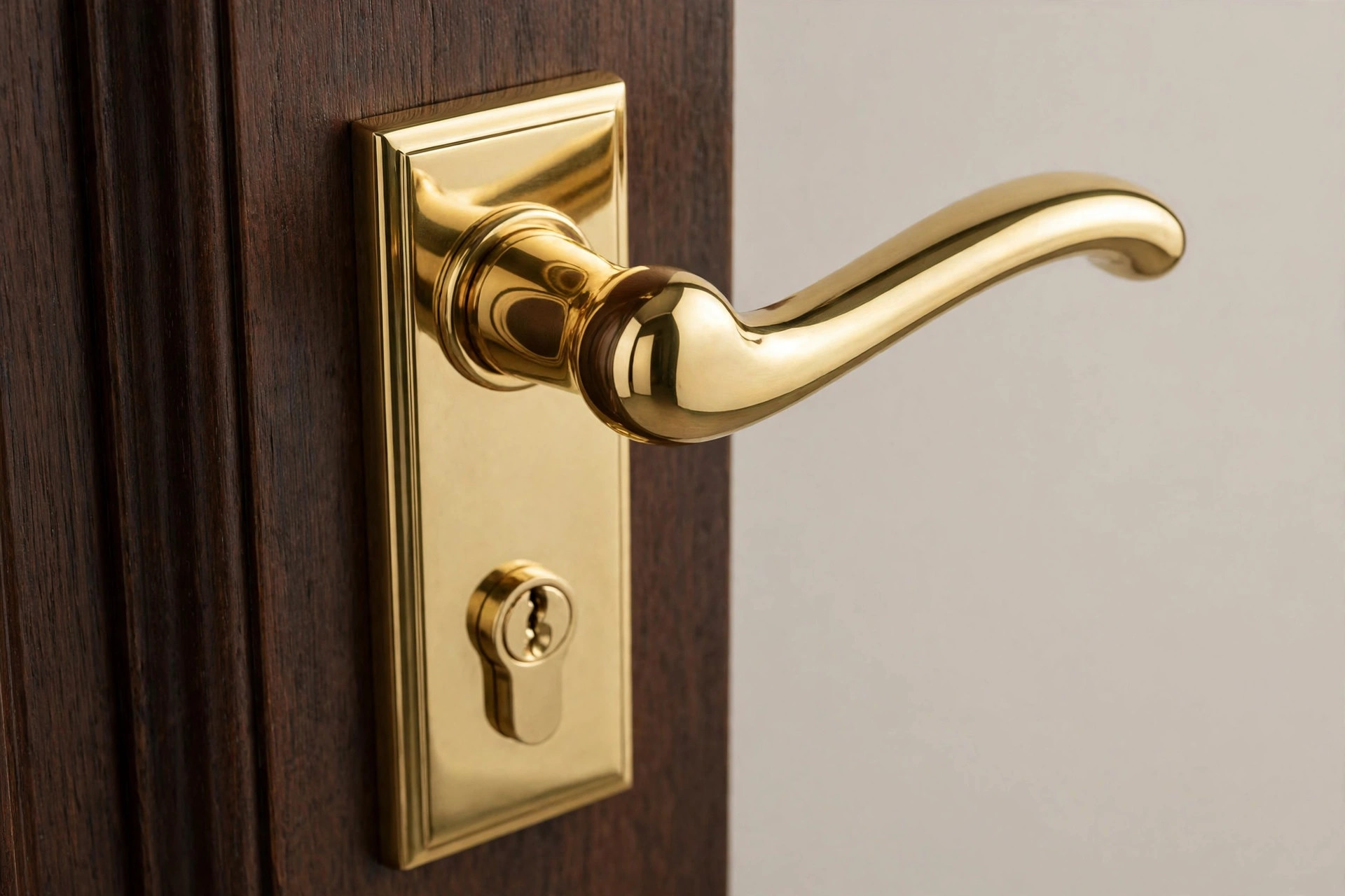 Solid brass entry set — classic hardware, serviced and polished.